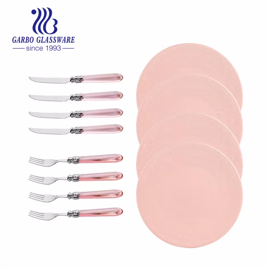 세라믹 접시 세트와 도매 17cm 높은 광택 스테인레스 스틸 13/0 PVD 골드 식기류 테이블 나이프